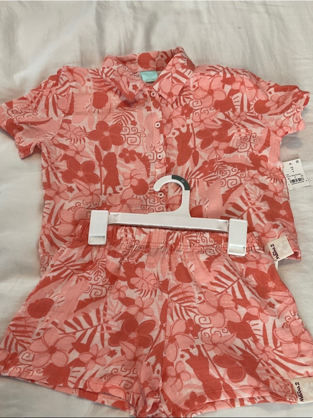 Disney Moana Pink and Coral Floral Kids Matching Set